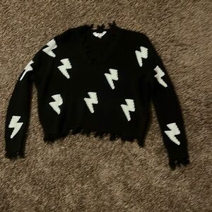 Black Lightning bolt sweater size xs